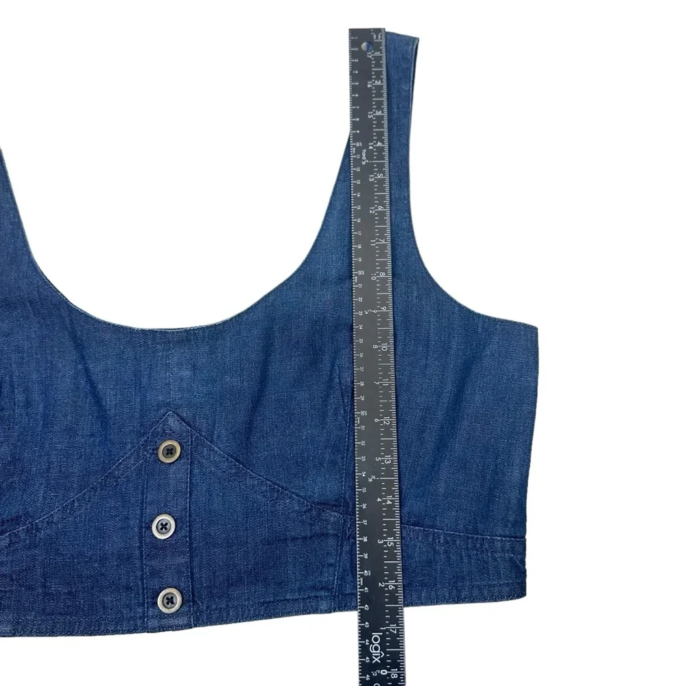 Banana Republic Denim Corset Crop Top Size 14 Western Rodeo Cowgirl Ranch - Picture 6 of 8